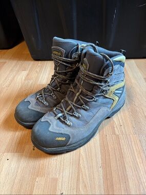 Asolo Gray Hiking Boots with Tan Accents